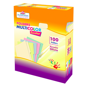 Folder Manila T/ Oficio Multicolor C/ 100 pzs Arpapel