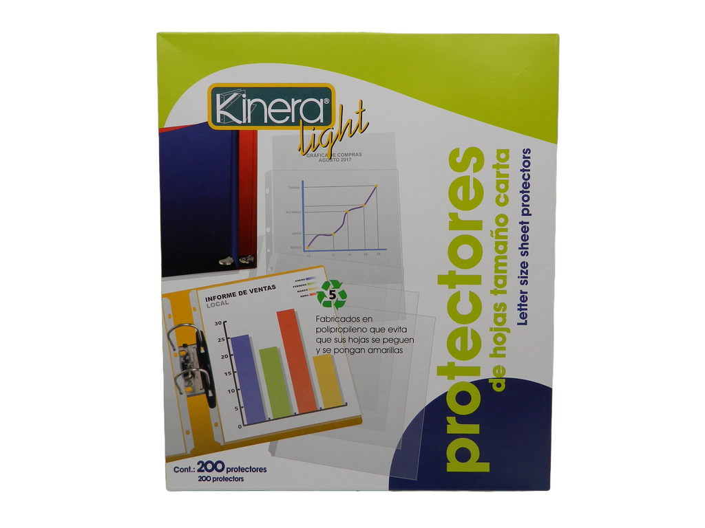 Protector de Hojas Kinera Light T/ Carta C/ 200 pzs Azor