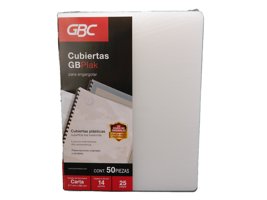 Cubierta T/ Carta Gbplak Liso Transparente C/ 50 pzs Gbc