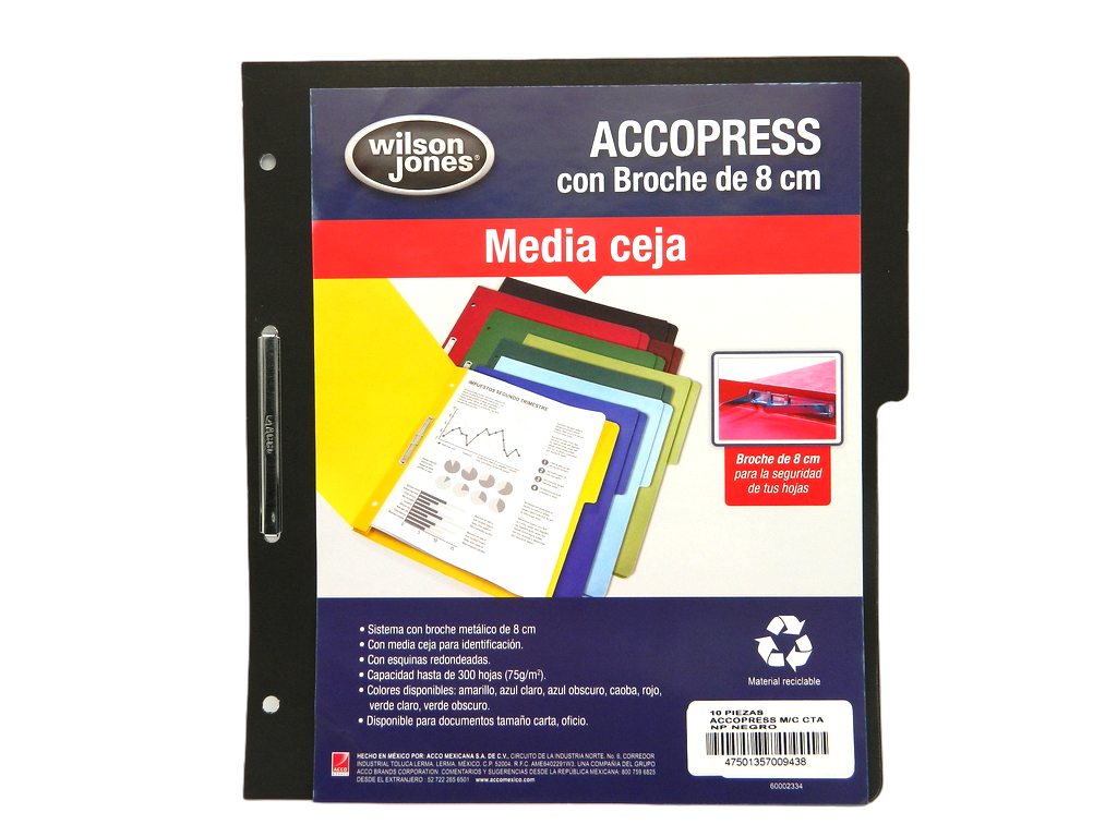 Folder Accopress C/ Broche T/ Carta Negro C/ 10 pzs Acco