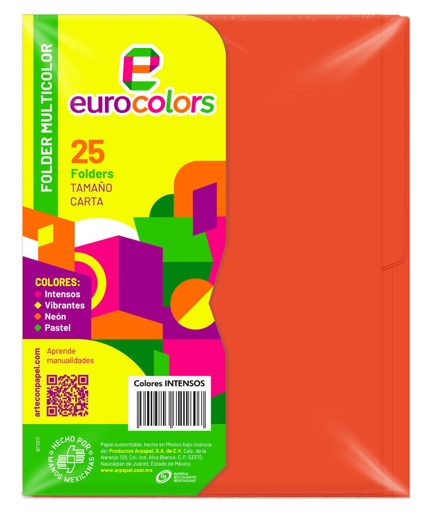 Folder Multicolor T/ Carta Naranja Intenso C/ 25 pzs Arpapel