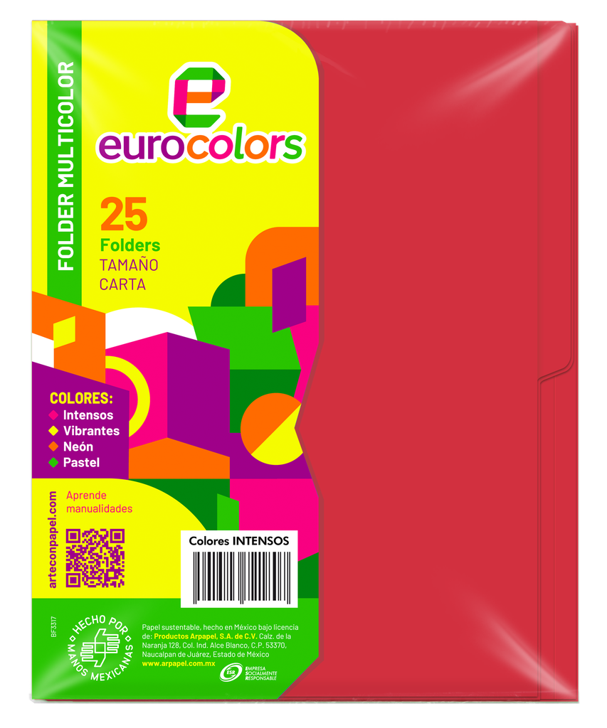 Folder Multicolor T/ Carta Rojo Intenso C/ 25 pzs Arpapel