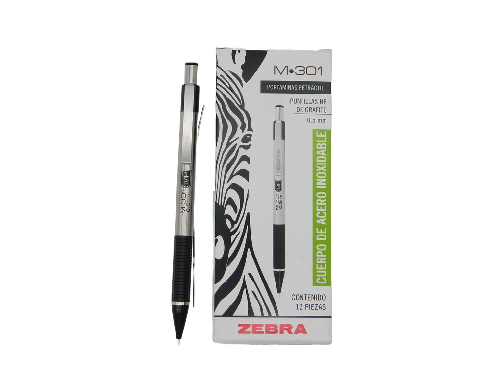 Lapicero Metalico 0.5 mm Negro C/ 12 pzs M-301 Zebra
