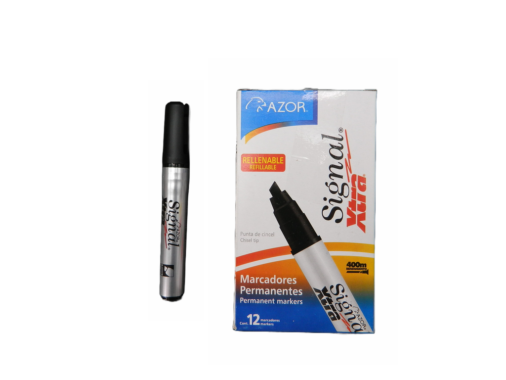 Marcador Signal Xtra P/ Extra Fino Negro C/ 12 pzs Azor