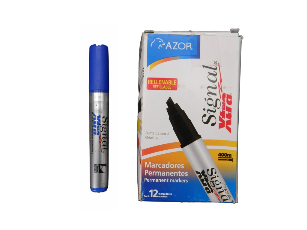Marcador Signal Xtra P/ Extra Fino Azul C/ 12 pzs Azor