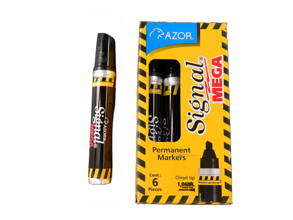 Marcador Signal Mega Negro C/ 6 pzs Azor