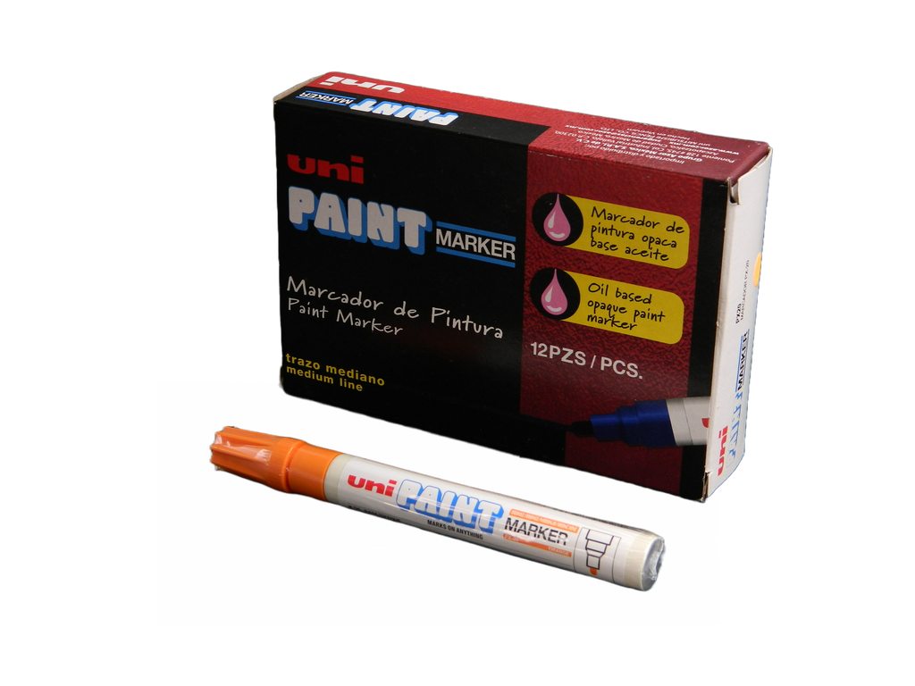 Marcador Permanente Uni Paint PX-20 Naranja C/ 12 pzs Azor