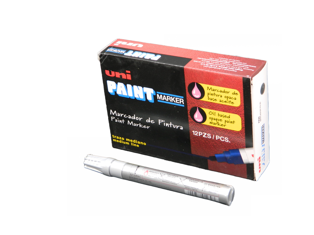 Marcador Permanente Uni Paint PX-20 Plata C/ 12 pzs Azor