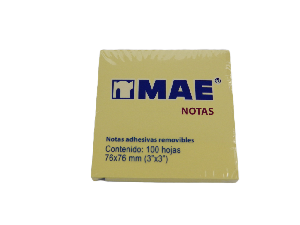 Notas Adhesivas 3 x 3 Amarillo C/ 100 pzs Mae