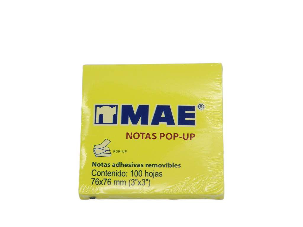 Notas Adhesivas 3 x 3 Continuas Amarillo C/ 100 pzs Mae