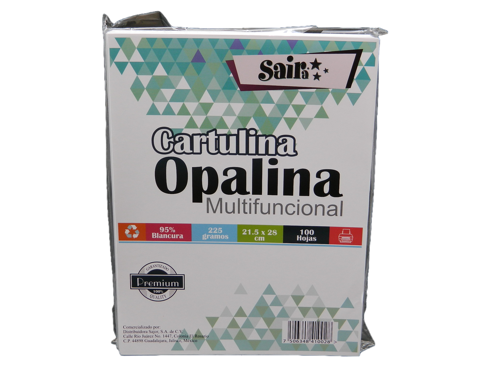 Cartulina Opalina Blanca T/ Carta 220 grs C/ 100 pzs Saira