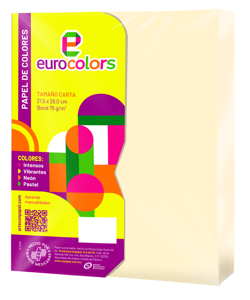 Papel Eurocolor T/ Carta Arena C/ 100 pzs Arpapel