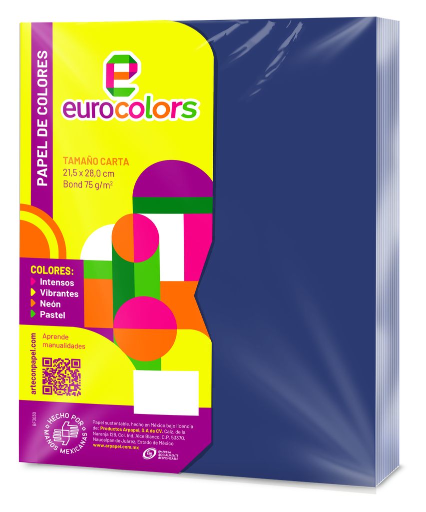 Papel Eurocolor T/ Carta Azul Aquamar C/ 100 pzs Arpapel