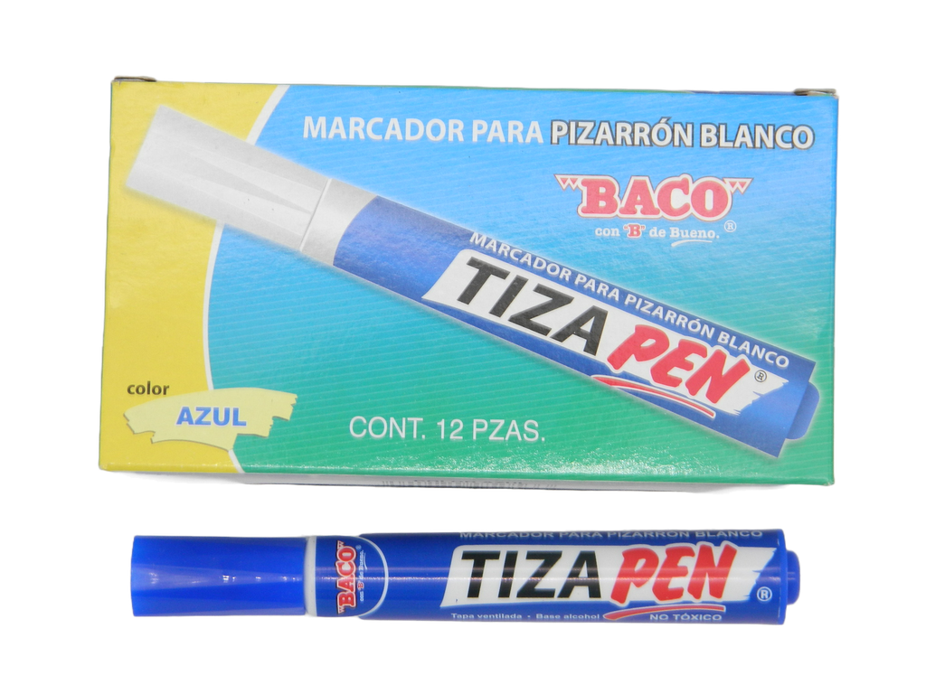 Marcador P/ Pizarron Tizapen Azul C/ 12 pzs Baco