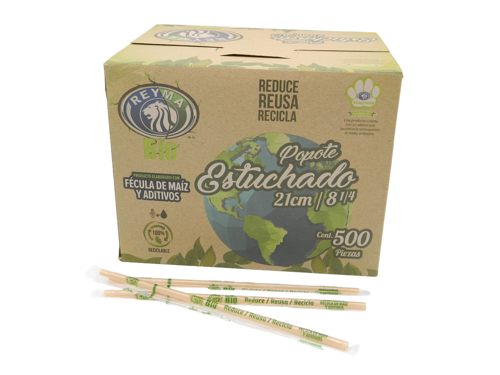 Popote Biodegradable 21 cm C/ 500 pzs Reyma