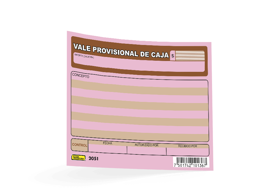 Vale Provisional Caja C/ 50 hjs Printaform
