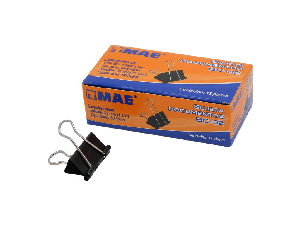 Binder Clip 32 mm 1 1/4" C/ 12 pzs Mae