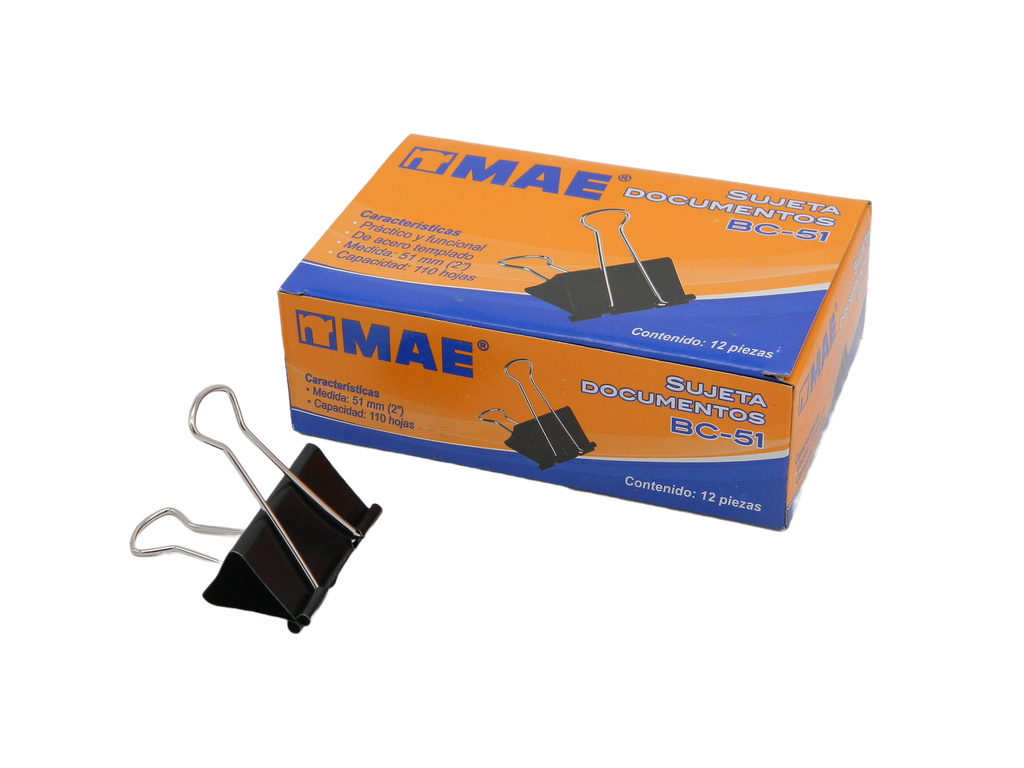 Binder Clip 51 mm 2" C/ 12 pzs Mae