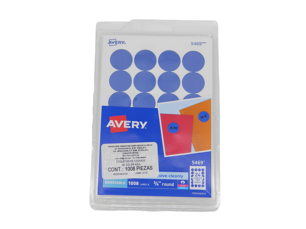 Etiqueta Redonda 3/4 Azul C/ 1,008 etiquetas Avery