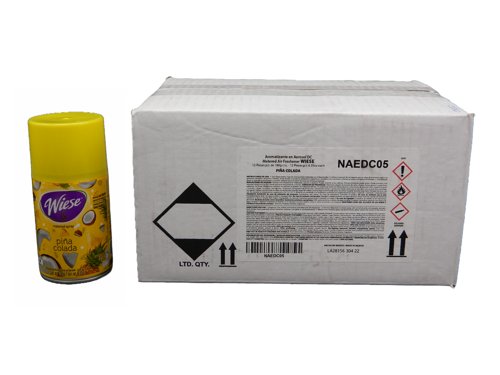Repuesto Aromatizante Aerosol 180 grs Piña Colada C/ 12 pzs Wiese