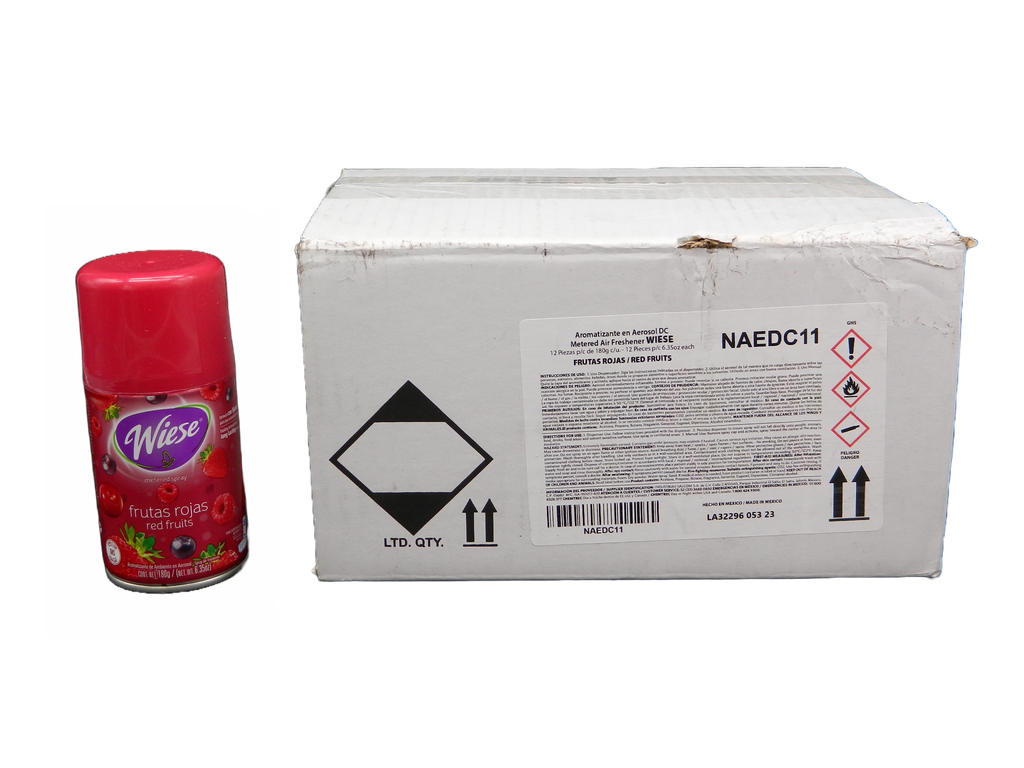 Repuesto Aromatizante Aerosol 180 grs Frutos Rojos C/ 12 pzs Wiese