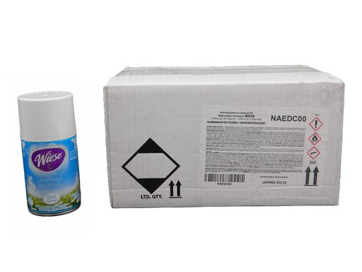 [001518] Repuesto Aromatizante Aerosol 180 grs Eliminador de Olores C/ 12 pzs Wiese