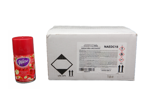 [001526] Repuesto Aromatizante Aerosol 180 grs Manzana Canela C/ 12 pzs Wiese