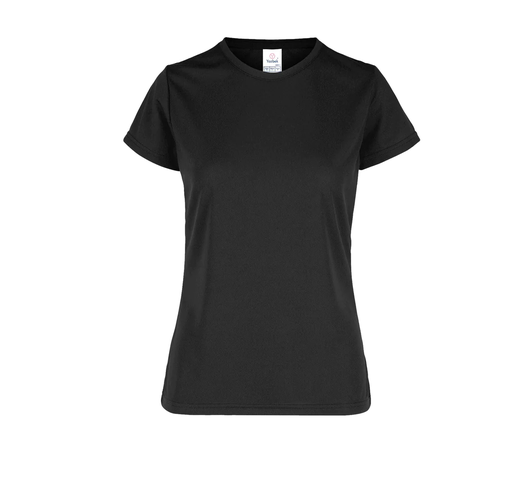 [002377] Playera Dama Cuello Redondo Manga Corta 100% Poliester Negro Mediana Yazbek
