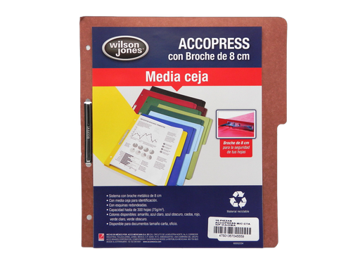 [002598] Folder Accopress C/ Broche T/ Carta Caoba C/ 10 pzs Acco