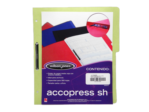 [002599] Folder Accopress C/ Broche T/ Carta Verde Claro C/ 10 pzs Acco