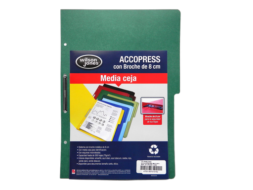 [002608] Folder Accopress C/ Broche T/ Oficio Verde Obscuro C/ 10 pzs Acco