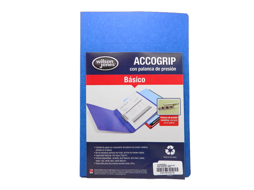 [002615] Folder Accogrip C/ Palanca T/ Oficio Azul Obscuro C/ 4 pzs Acco