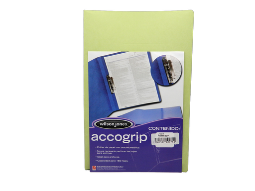 [002618] Folder Accogrip C/ Palanca T/ Oficio Verde Claro C/ 4 pzs Acco