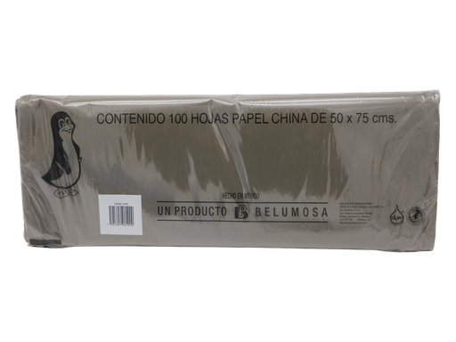 [002675] Papel China Pingüino 50x75 cms Café C/ 100 pzs Belumosa
