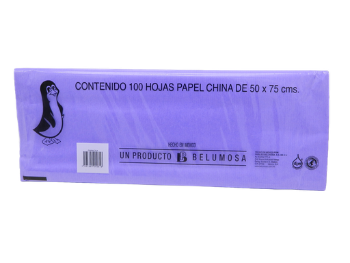 [002677] Papel China Pingüino 50x75 cms Lila C/ 100 pzs Belumosa