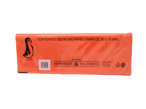 [002678] Papel China Pingüino 50x75 cms Mandarina C/ 100 pzs Belumosa