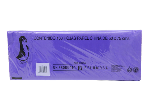 [002679] Papel China Pingüino 50x75 cms Morado C/ 100 pzs Belumosa
