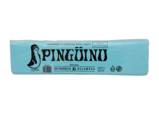 [002726] Papel Crepe Pingüino Azul Cielo C/ 10 pzs Belumosa