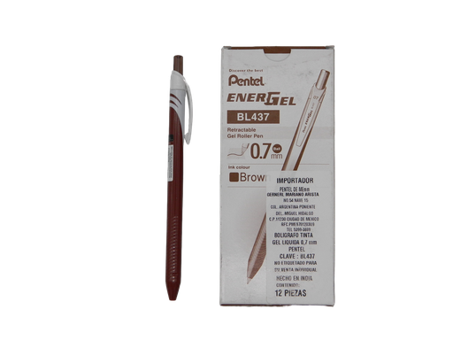 [002781] Pluma Energel Retractil 0.7 mm P/ Fino Café C/ 12 pzs BL437 Pentel