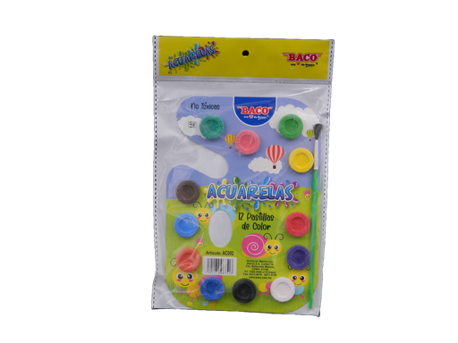 [002967] Acuarelas C/ 12 Colores C/ 10 pzs Baco