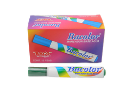 [002973] Marcador Base Agua Bacolor Verde Obscuro C/ 12 pzs Baco