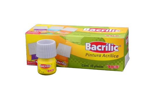 [003089] Pintura Acrilica 350 Amarillo Limon 15 ml C/ 10 pzs Baco