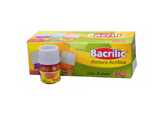 [003093] Pintura Acrilica 354 Rojo Bermellon 15 ml C/ 10 pzs Baco