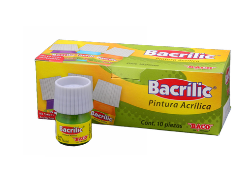 [003102] Pintura Acrilica 362 Verde Amarillento 15 ml C/ 10 pzs Baco