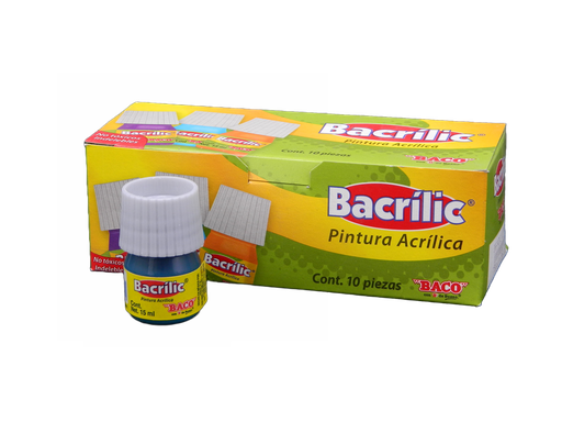 [003106] Pintura Acrilica 365 Azul Turquesa 15 ml C/ 10 pzs Baco