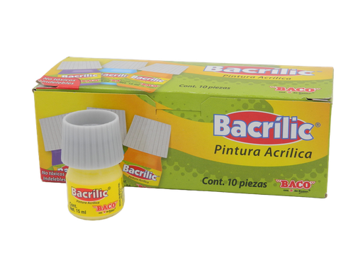 [003122] Pintura Acrilica 380 Amarillo Pastel 15 ml C/ 10 pzs Baco