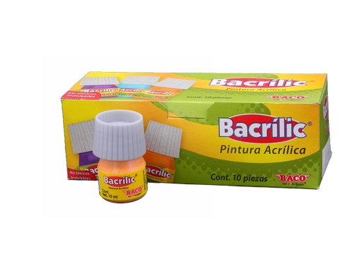 [003123] Pintura Acrilica 381 Durazno Pastel 15 ml C/ 10 pzs Baco