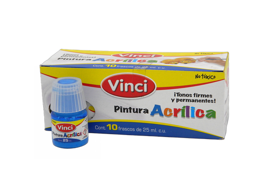 [003283] Pintura Acrilica Vinci 020 Azul Celeste 25 ml C/ 10 pzs Dixon