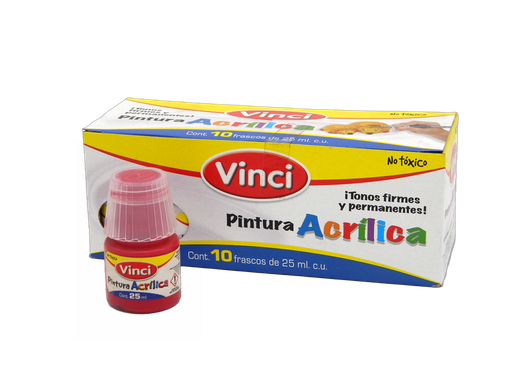[003296] Pintura Acrilica Vinci 090 Carmin 25 ml C/ 10 pzs Dixon