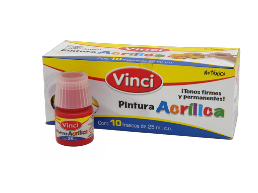 [003299] Pintura Acrilica Vinci 093 Rojo Toluidina 25 ml C/ 10 pzs Dixon